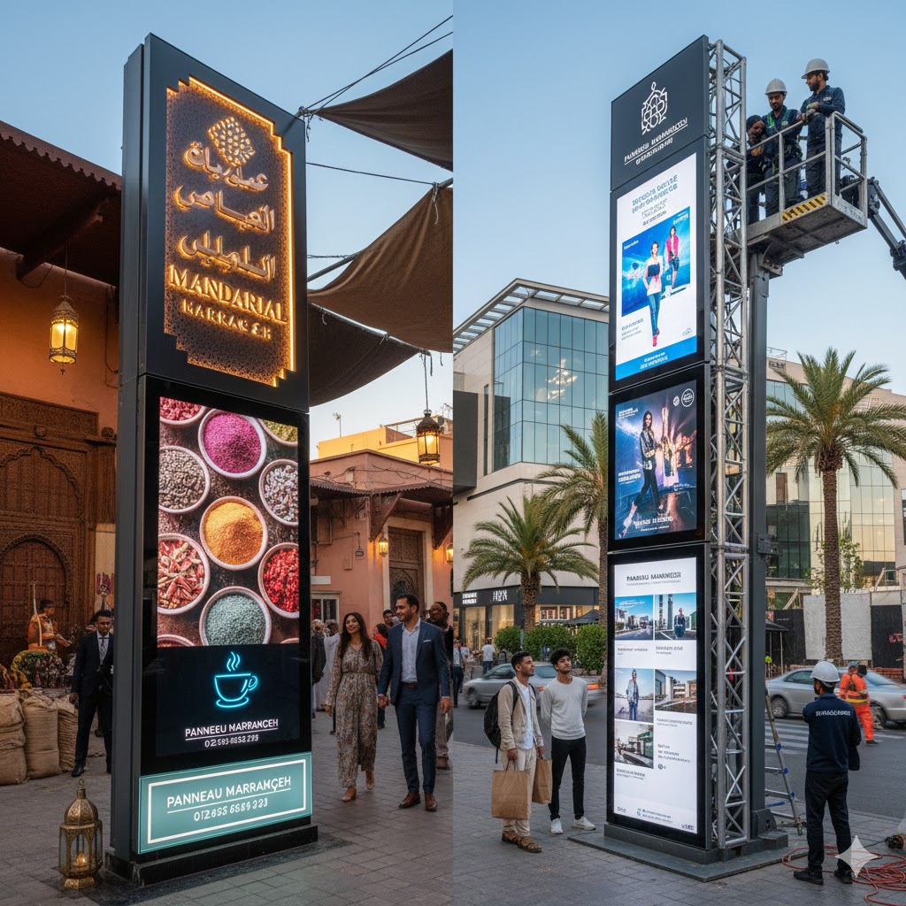 Totems Publicitaires LED – Solutions de Signalétique Verticale Haute Visibilité à Marrakech