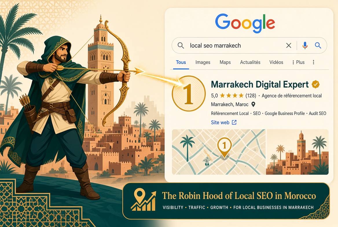 SeoJad, le Robin des Bois du SEO à Marrakech — position #1 dans le Local Pack Google pour « seo expert Marrakech »