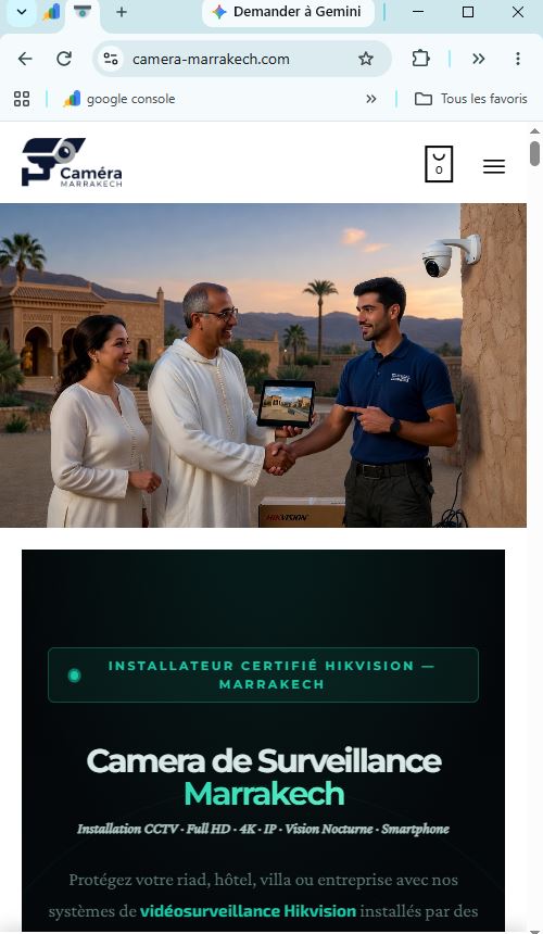 Site camera-marrakech.com affiché sur mobile