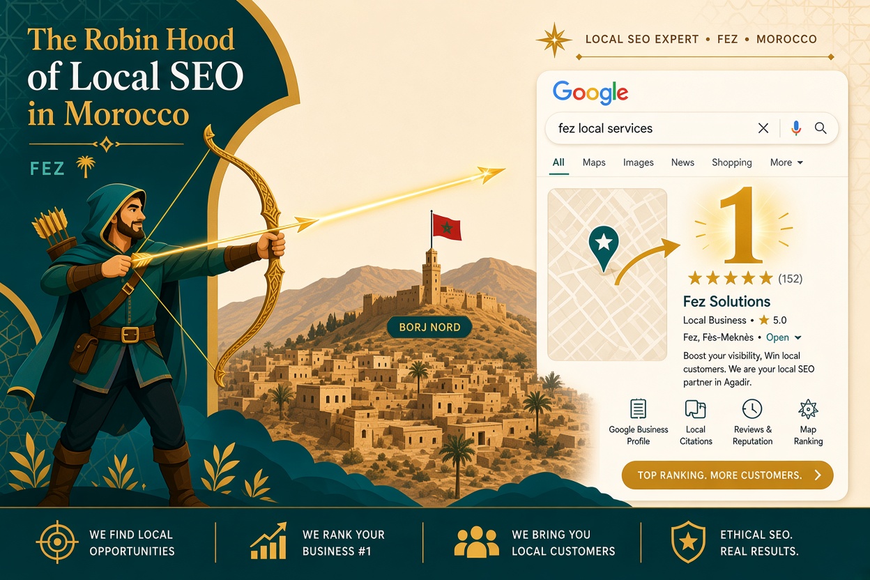 SeoJad, le Robin des Bois du SEO à Fès — position #1 dans le Local Pack Google pour « seo expert Fès »