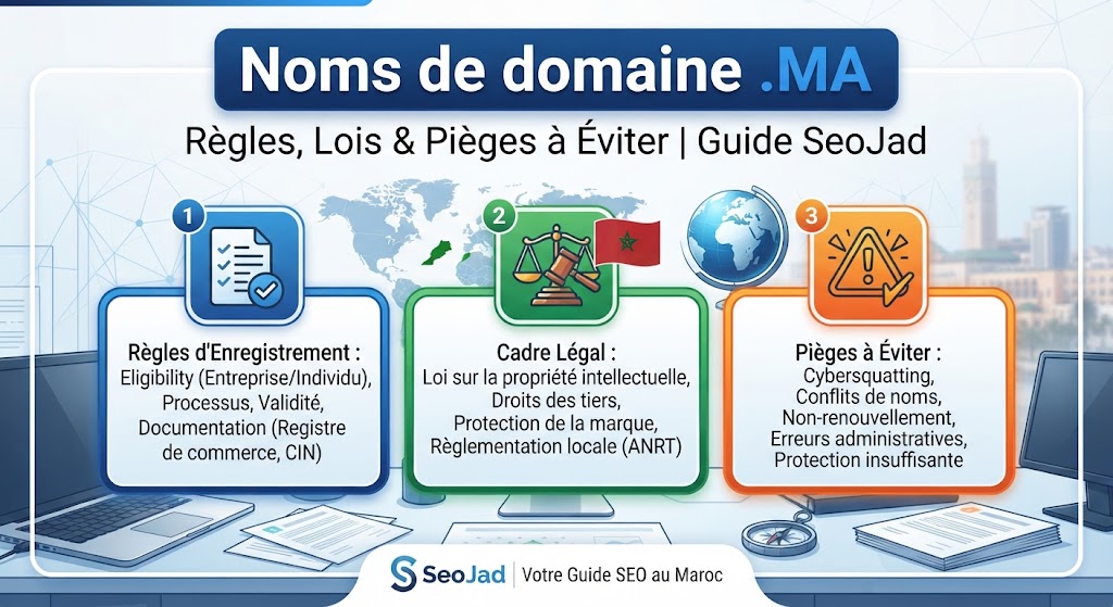 Noms de domaine .MA : Règles, Lois & Pièges à Éviter | Guide SeoJad