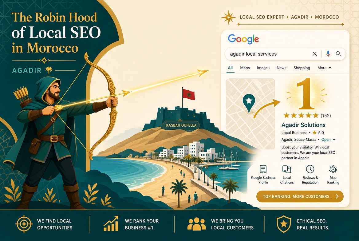 SeoJad, le Robin des Bois du SEO à Agadir — position #1 dans le Local Pack Google pour « seo expert Agadir »